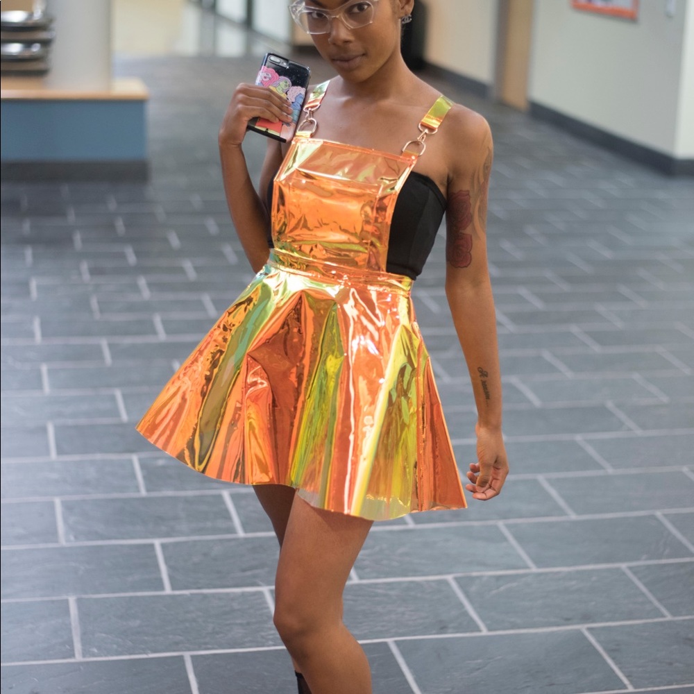Overall dress metallic dolls kill orange gold